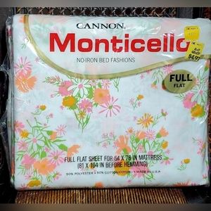 NOS Cannon Monticello "Field Flowers" Full Flat Sheet